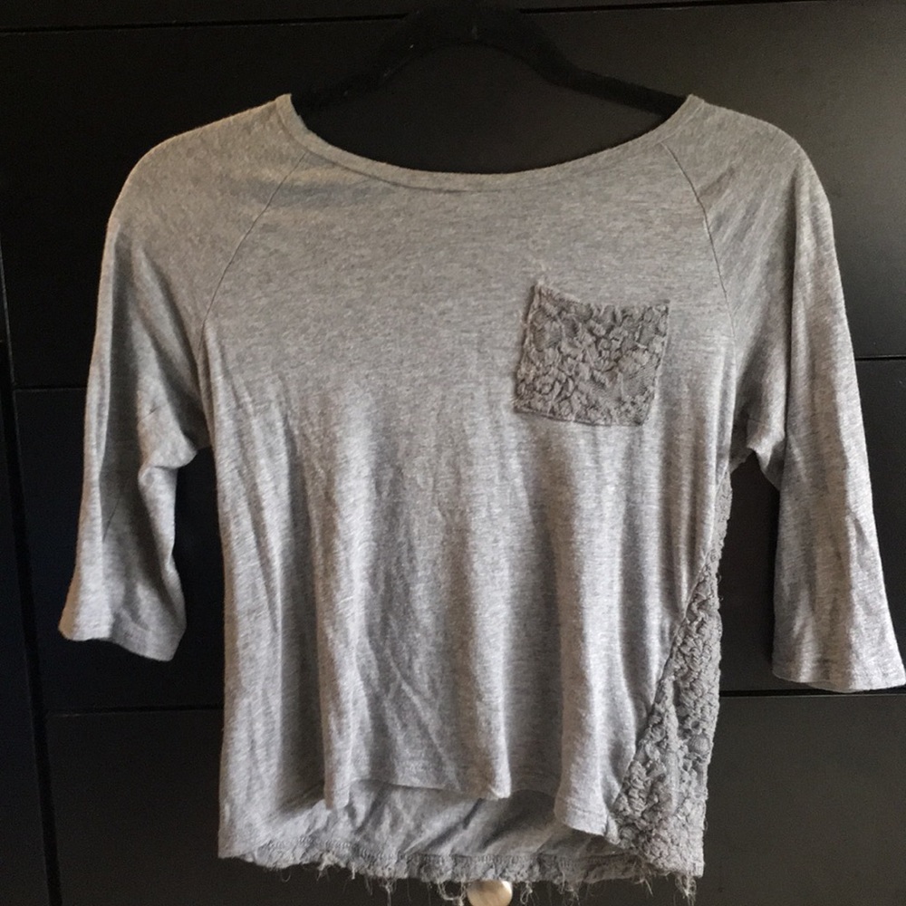 Grey lace design shirt